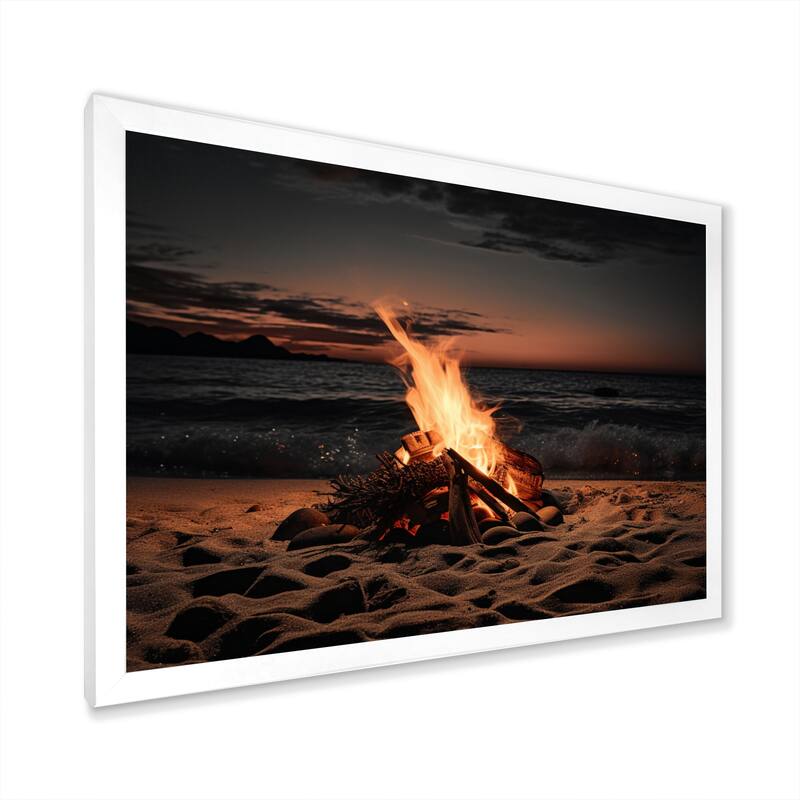 Designart "Beachside Fir At Sunset II" Nautical & Beach Framed Canvas Art Print