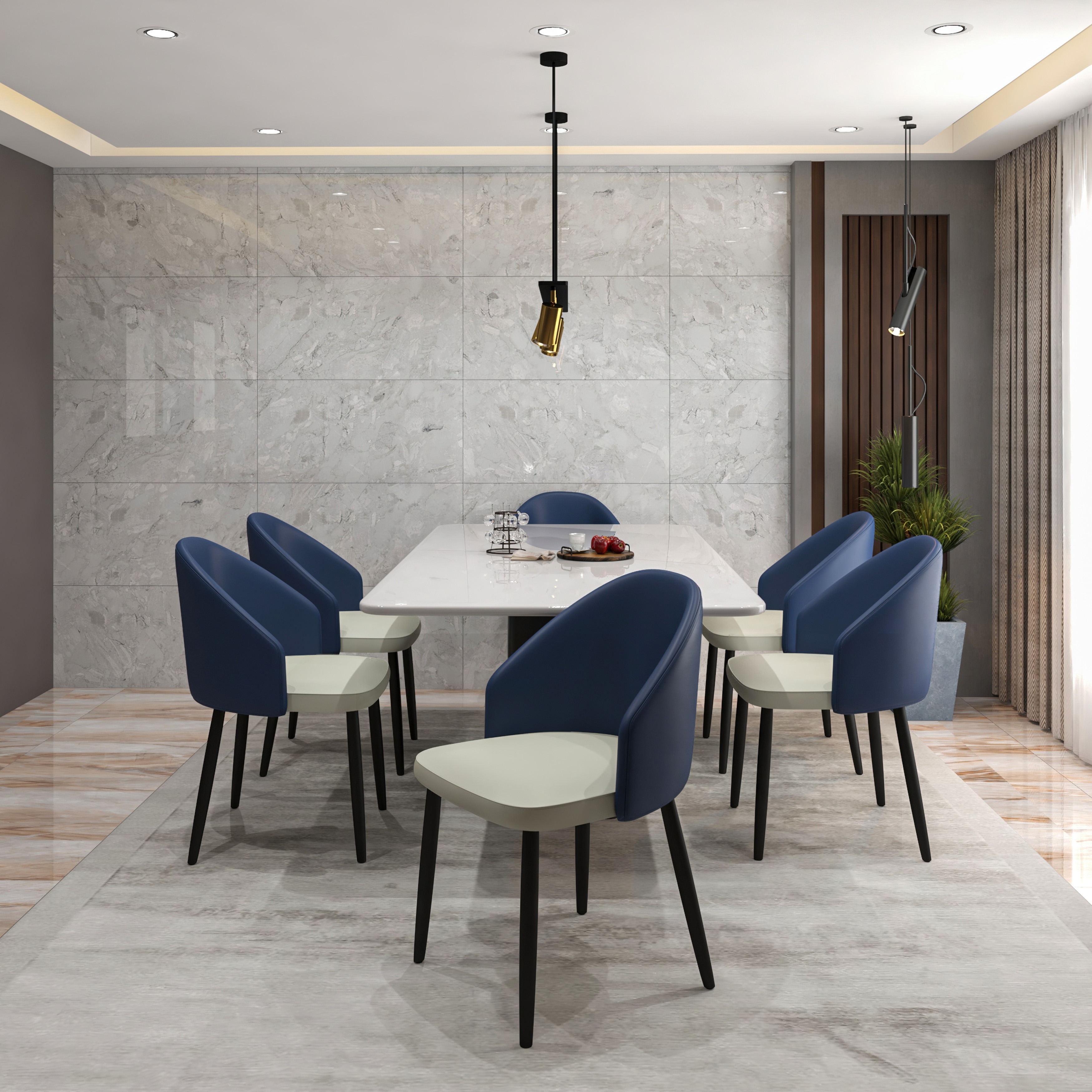 Paradiso (Set of 2) Modern Dining Chair, Solid Oak Legs, Upholstered Boucle or PU Leather Curved Back Side Chair