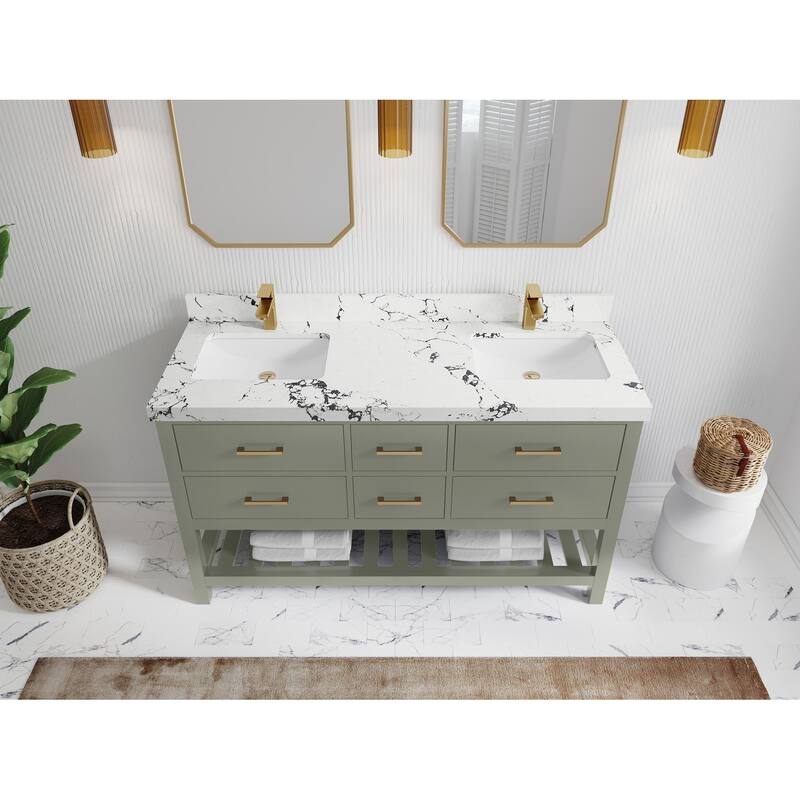 Willow Collections 60 in. W x 22 in. D Parker Double Sink Bathroom Vanity with Countertop
