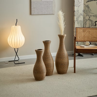 Set of 3 Artificial Rattan Floor Vase (20"/24"/28" H)