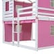 preview thumbnail 38 of 37, Pink & White Full Bunk House Bed with Tent - Fun & Functional for Kids