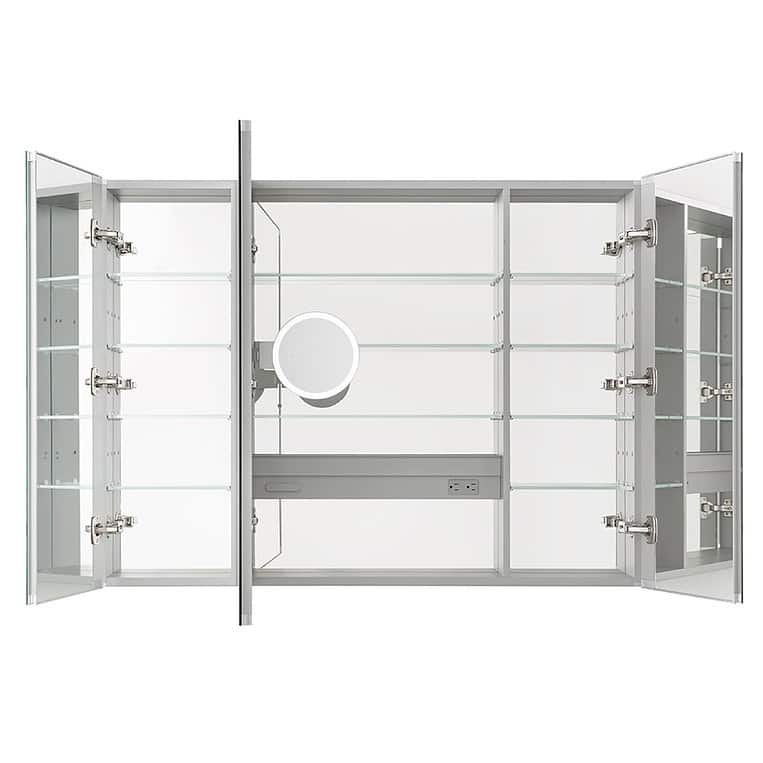AQUADOM Royale Medicine Cabinet With Electrical Outlets, Magnifying Mirror and Magnetic Organization - 36"x36"x5"