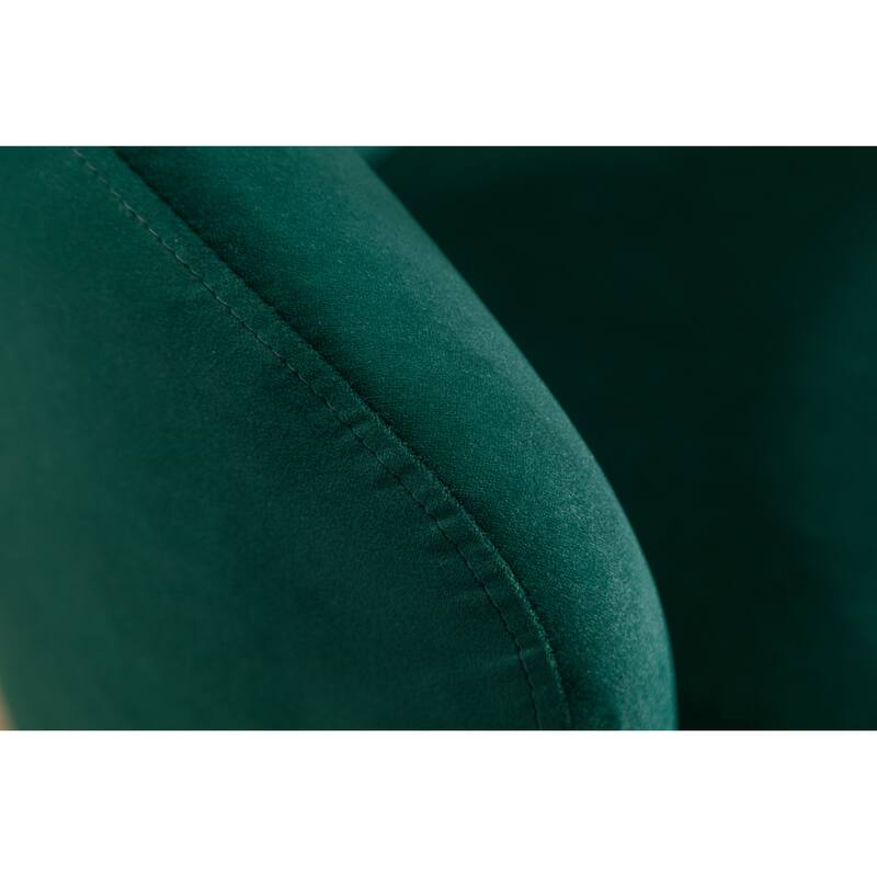 Velvet Swivel Barrel Chair with 360° Black Metal Base