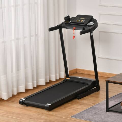 Soozier Treadmill Machine Electric Motorised Folding Running Machine 12 Preset Programs w/ LED Display for Home Gym Black