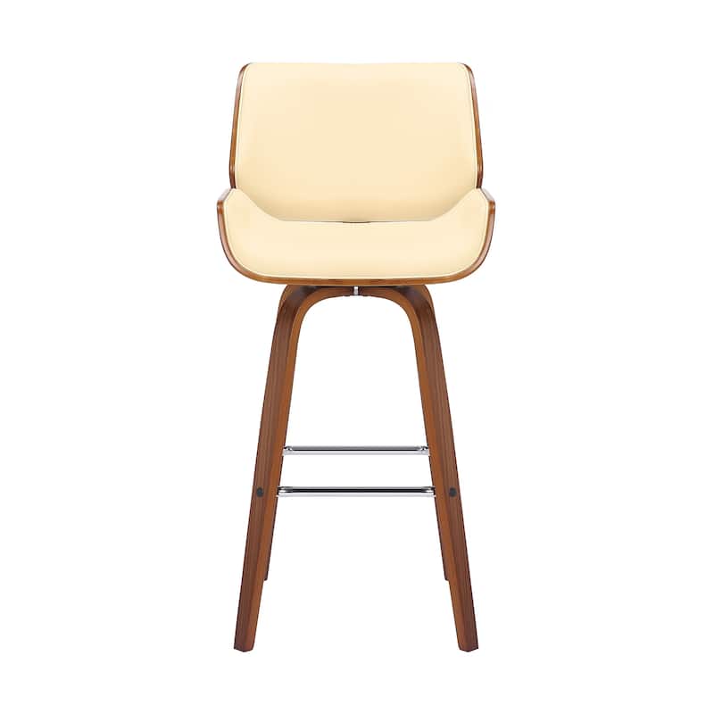Tyler Mid-Century Swivel Bar Stool, Upholstered Counter Height Chair with Bentwood Legs