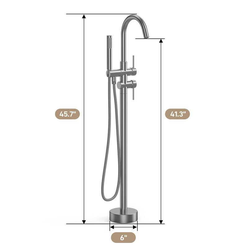 Freestanding Bathtub Faucet, Floor-Mount Tub Filler Chrome