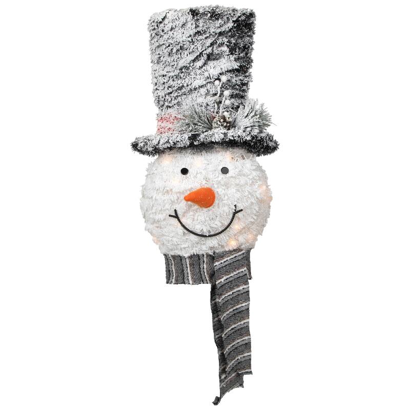 25" Lighted Snowman with Black Frosted Top Hat Christmas Tree Topper