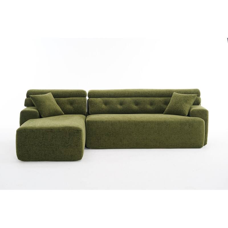 Convertible Chaise Sectional Sofa, Full Compression Sponge L-Shape
