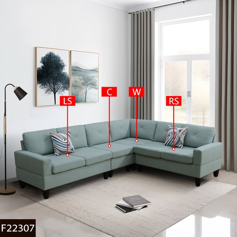 Contemporary 4-Piece L-Shaped Sectional Sofa Set