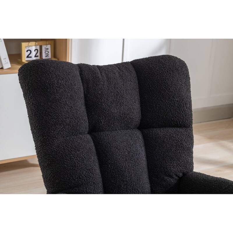 Rocking Chair Upholstered Glider Rocker Rocking Accent Chair Padded Seat with High Backrest Armchair