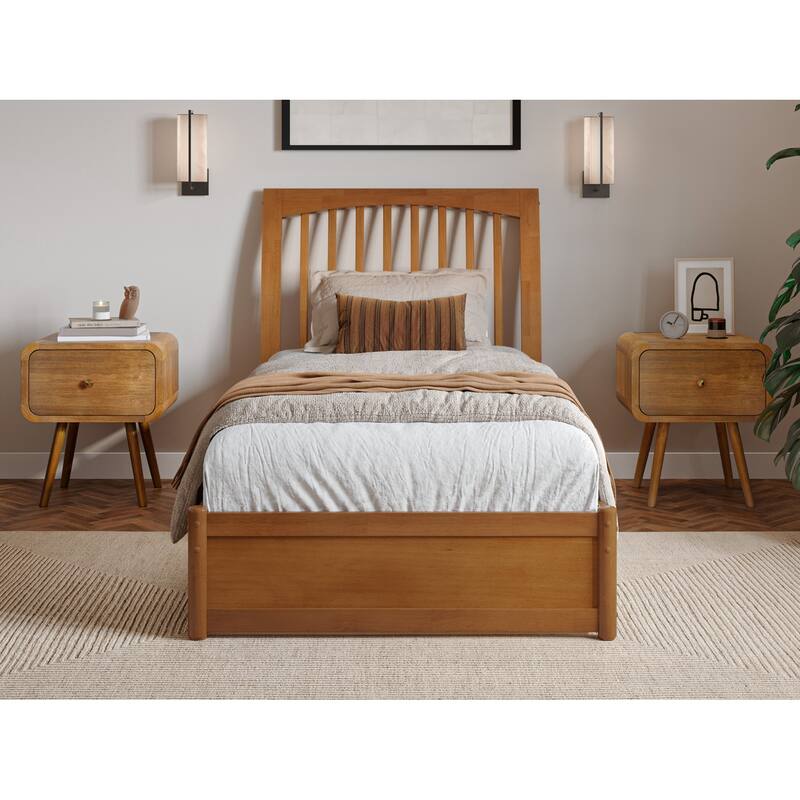 Roslyn Platform Bed with Modern Panel Footboard and Twin XL Trundle