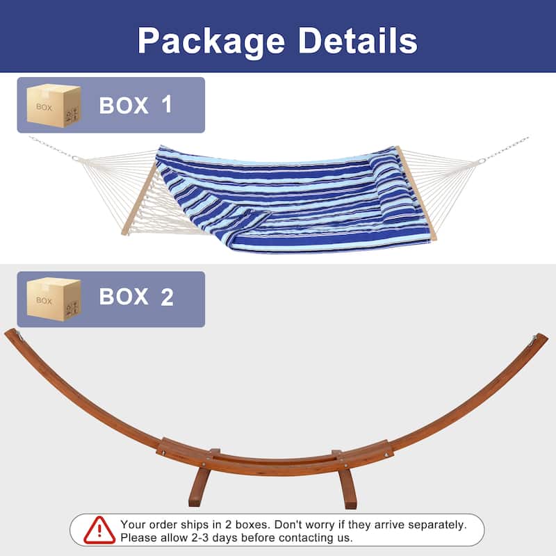 Rope Hammock with 13.5ft Wooden Stand and Removable Pad