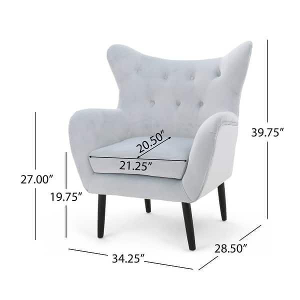 dimension image slide 3 of 10, Alyssa Mid-century Upholstered Arm Chair by Christopher Knight Home - 30.25"D x 34.25"W x 39.75"H