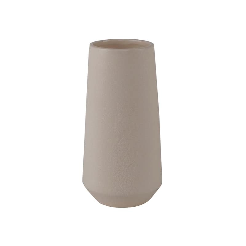 8" H Leather Finish Ceramic Vase Planter,Cream