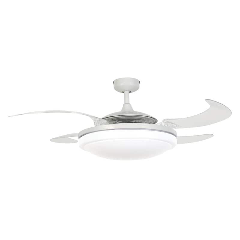 Fanaway Evo2 Retractable 4-blade Lighting with Remote Ceiling Fan - White