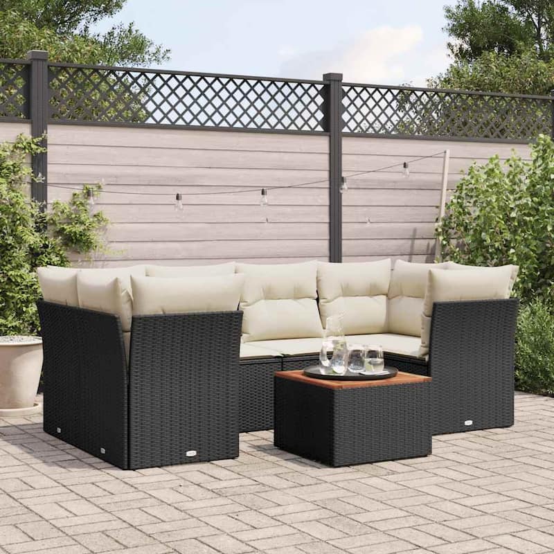 vidaXL Garden Sofa Set Black - 24.4 x 24.4 x 27.2