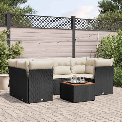 vidaXL Garden Sofa Set Black - 24.4 x 24.4 x 27.2