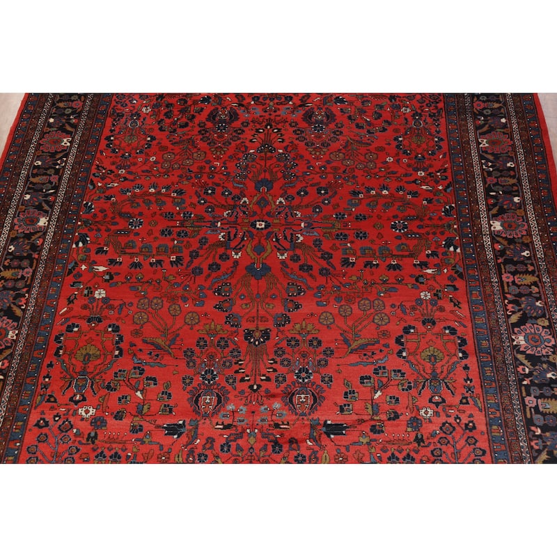 Hand Knotted Oriental 100% Wool Carpet Traditional All-Over Red Bibikabad Area Rug - 16' 7'' X 11' 7''