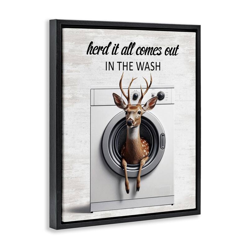 Stupell Herd It Comes Out In Wash Framed Floater Canvas Wall Art Design By Lettered and Lined