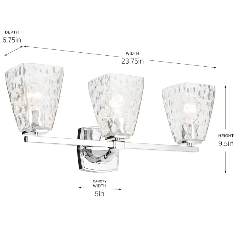 Kichler Lighting Marant 23.75" 3-Light Vanity Light with Clear Water Glass in Chrome