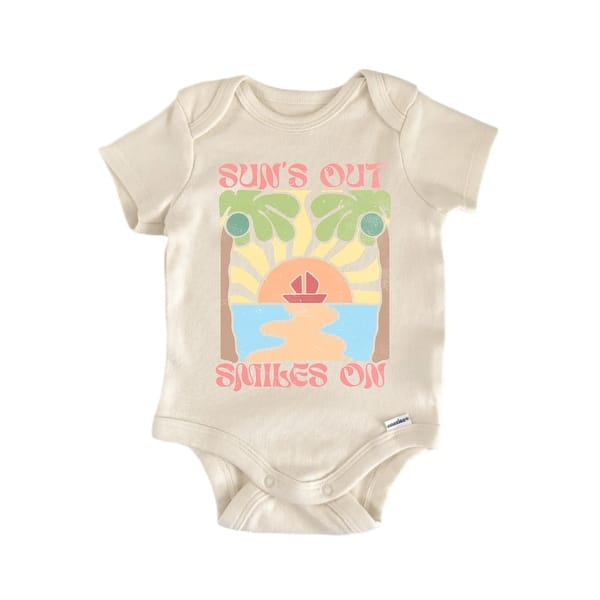 slide 2 of 6, Sun Smile Boho Beach - Baby Boy Girl Clothes Bodysuit Funny Cute Newborn Blue - 0-3M