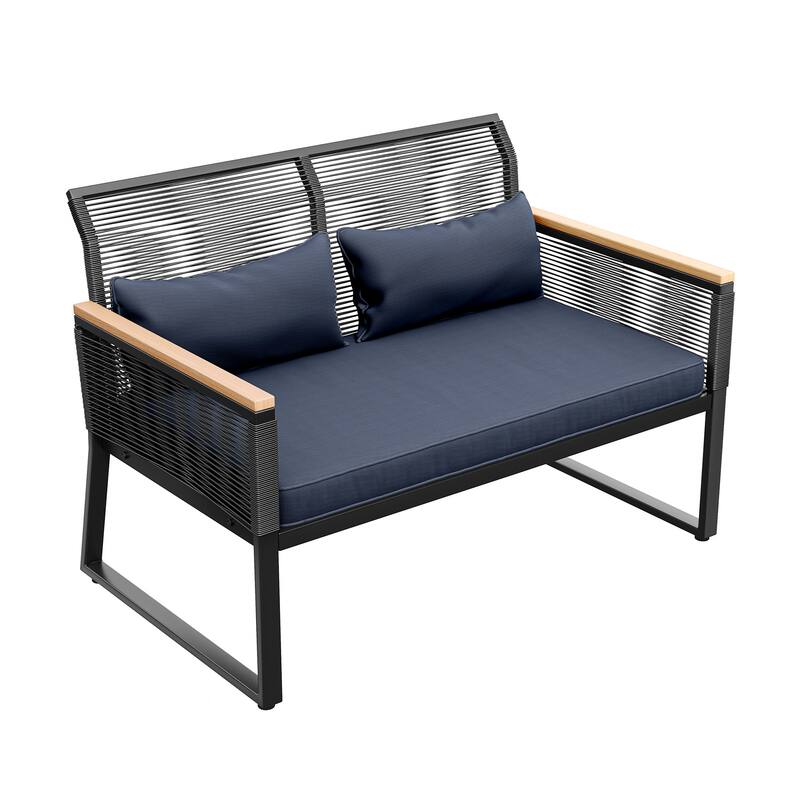 Moasis All Weather Rattan Conversation Loveseat for Backyard - 45.3"L x 28"W x 30.7"H