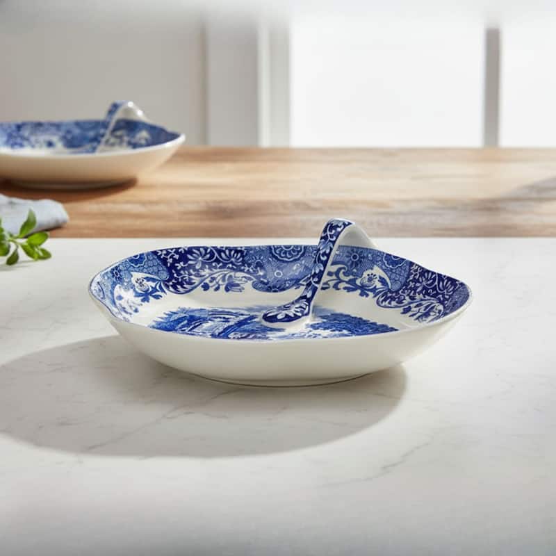 Spode Blue Italian Handled Tray - 8.25" x 7.5"