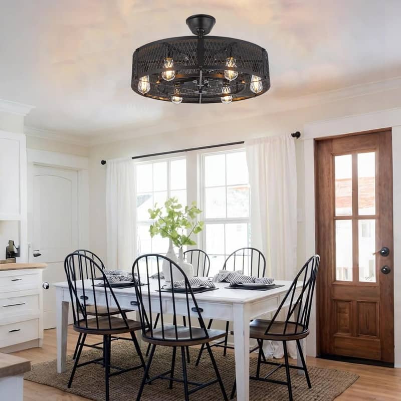 26” Modern style ceiling light black bedroom ceiling fans plastic fan and light