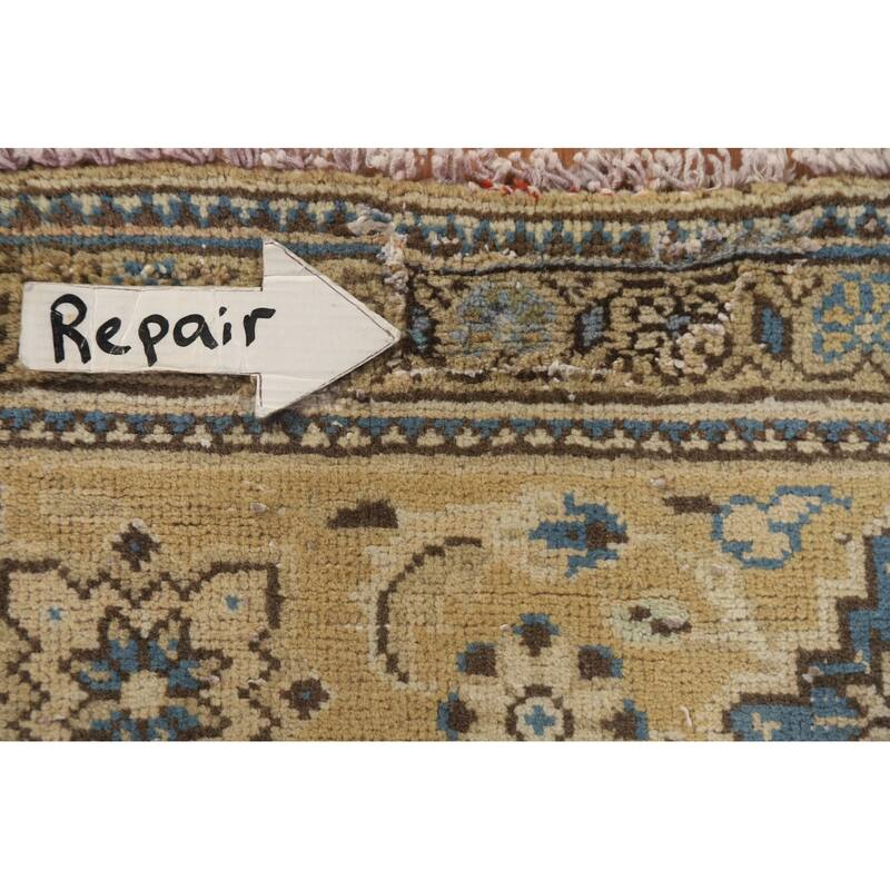 Hand Knotted Oriental 100% Wool Carpet Traditional Medallion Beige & Ivories Tabriz Area Rug - 10' 3'' X 6' 9''