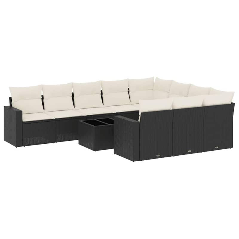vidaXL Patio Sofa Set with Cushions Outdoor Conversation Furniture Poly Rattan