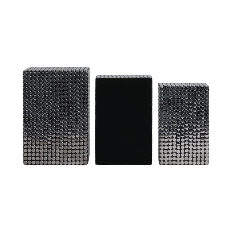 Resin Boxes Embossed Metallic Dot Texture (Set of 3) - 3/4" Black - 12" x 8" x 3.75"