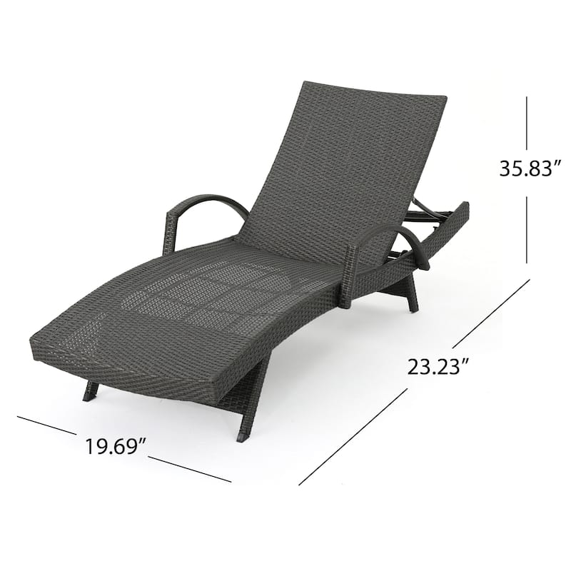 Salem Outdoor Wicker Adjustable Chaise Lounges w/ Arms (Set of 4) by Christopher Knight Home