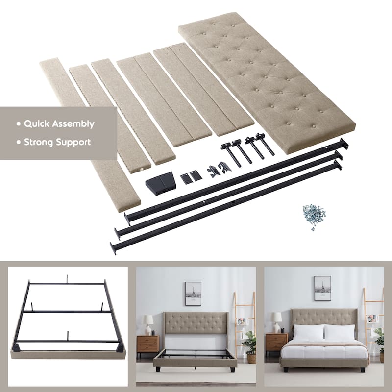 Nestl Wingback Diamond Upholstered Platform Bed