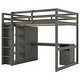 preview thumbnail 7 of 26, Full Size Loft Bed with Wardrobe, Desk, and Storage Shelves, Grey