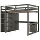 preview thumbnail 22 of 28, Full Size Solid Wood Loft Bed with Built-in Wardrobe, Desk, Storage Shelves and Drawers