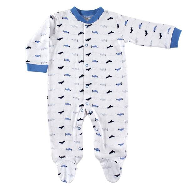 slide 1 of 1, Luvable Friends Baby Boy Cotton Sleep and Play 1pc, Airplane 0-3 Months - Airplane