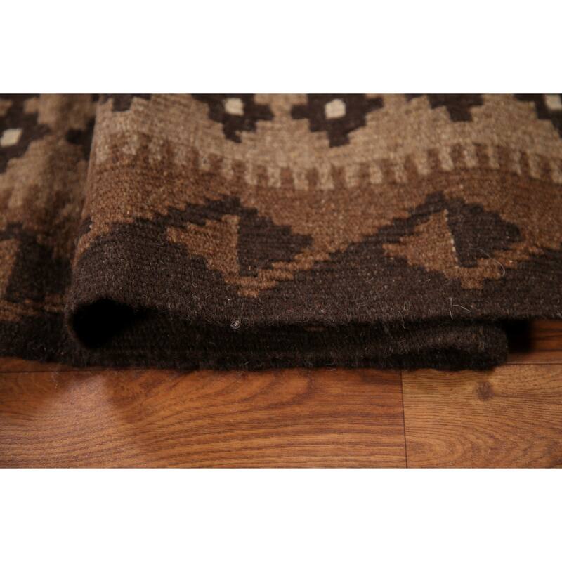 Geometric Kilim Oriental Area Rug Hand-woven Wool Carpet - 6'9"x 9'9"