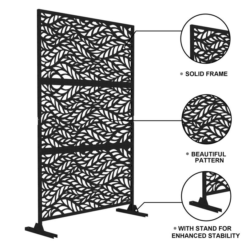 75'' x 47'' Privacy Metal Screen Fence Panel Leaf Blade Pattern