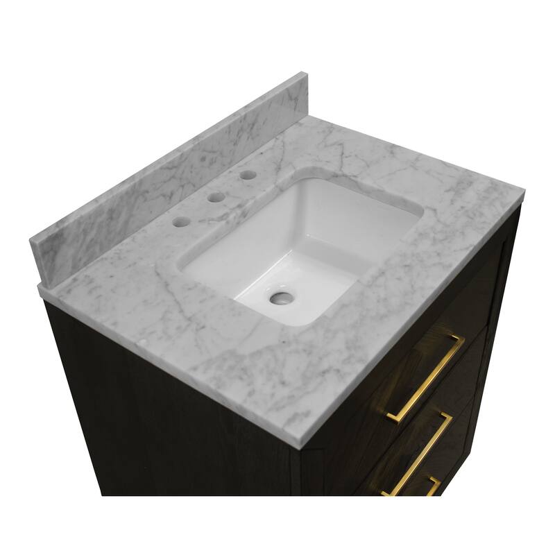 KitchenBathCollection Avery 30" Bathroom Vanity with Carrara Marble Top
