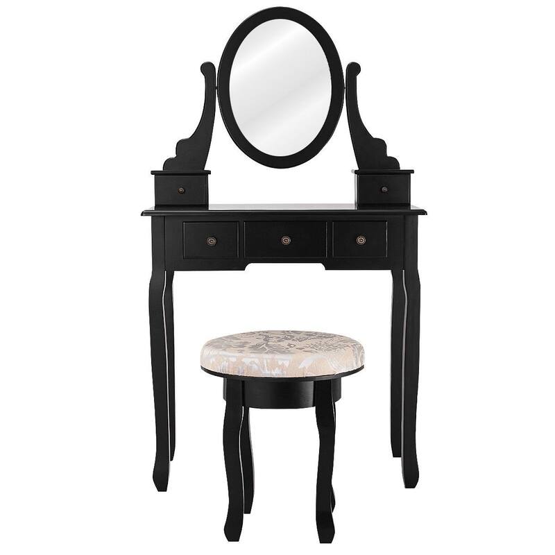 Vanity Makeup Table Set Bedroom Furniture with Padded Stool - 30.0" x 16.0" x 53" (L x W x H)