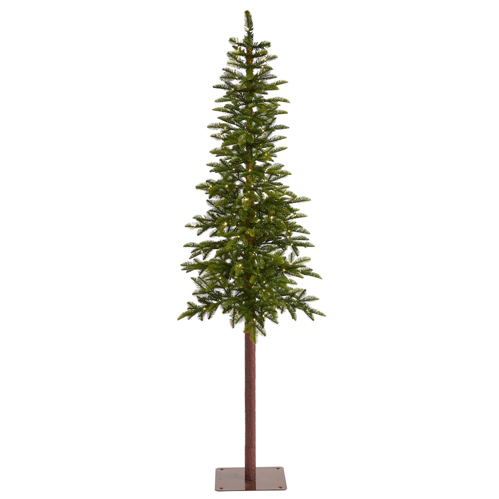 7ft. Alpine Artificial Christmas Tree with 150 Clear Microdot Multifunction LED Lights - Slim Festive X-Mas Tree