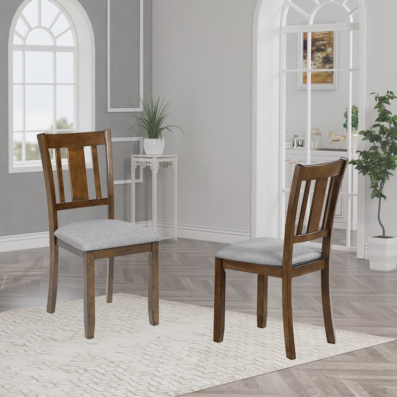 GDFStudio - Savoy Farmhouse Linen Upholstered Ergonomical Wooden Dining Chairs Set, Padded Seat & Non-slip Feet Pads, Set of 4