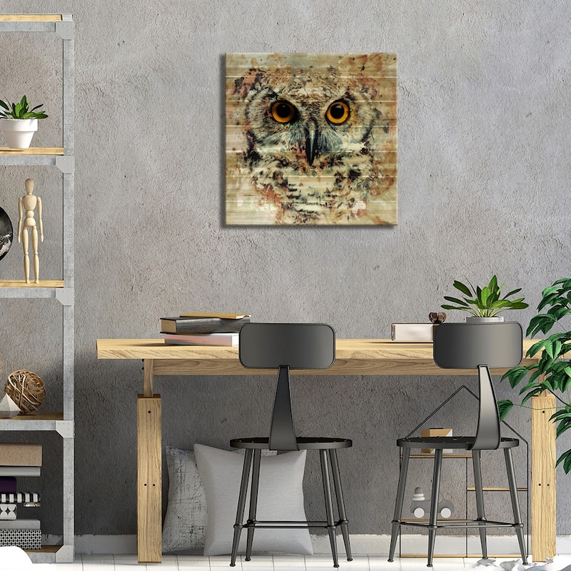 Owl II Print On Wood by Riza Peker - Multi-Color