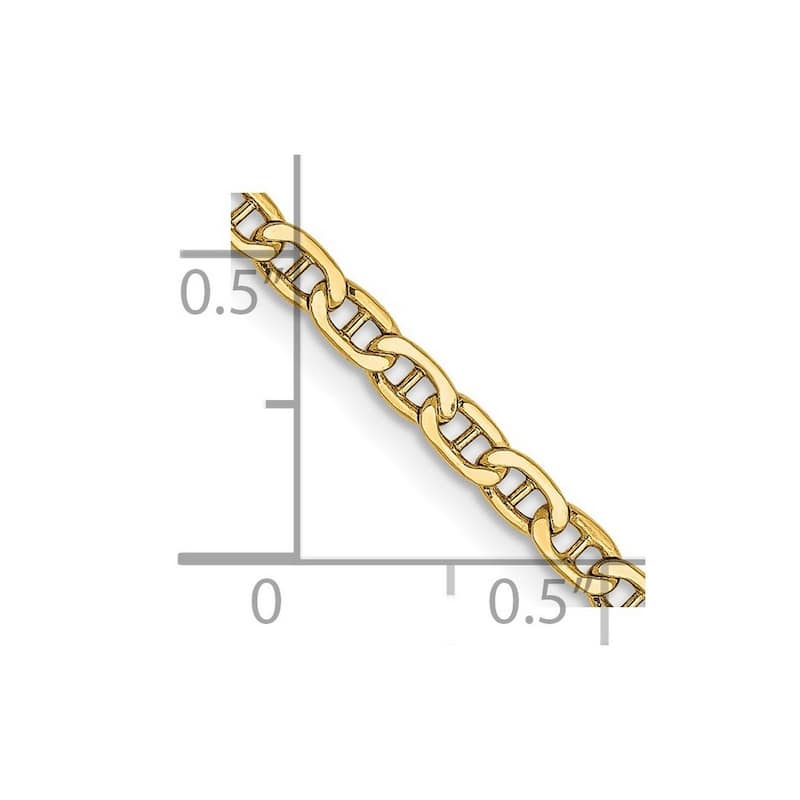 Curata 14k Yellow Gold 2.4mm Semi-solid Mariner Anchor Chain Necklace Options: 16 18 20 24