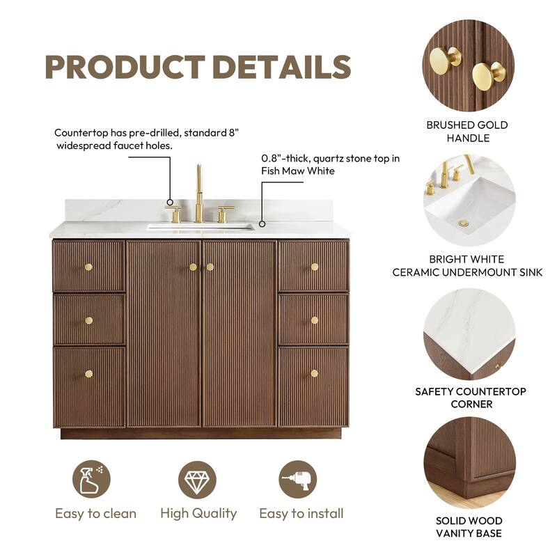 Oza Bath Vanity with Quartz Stone Top and Mirror