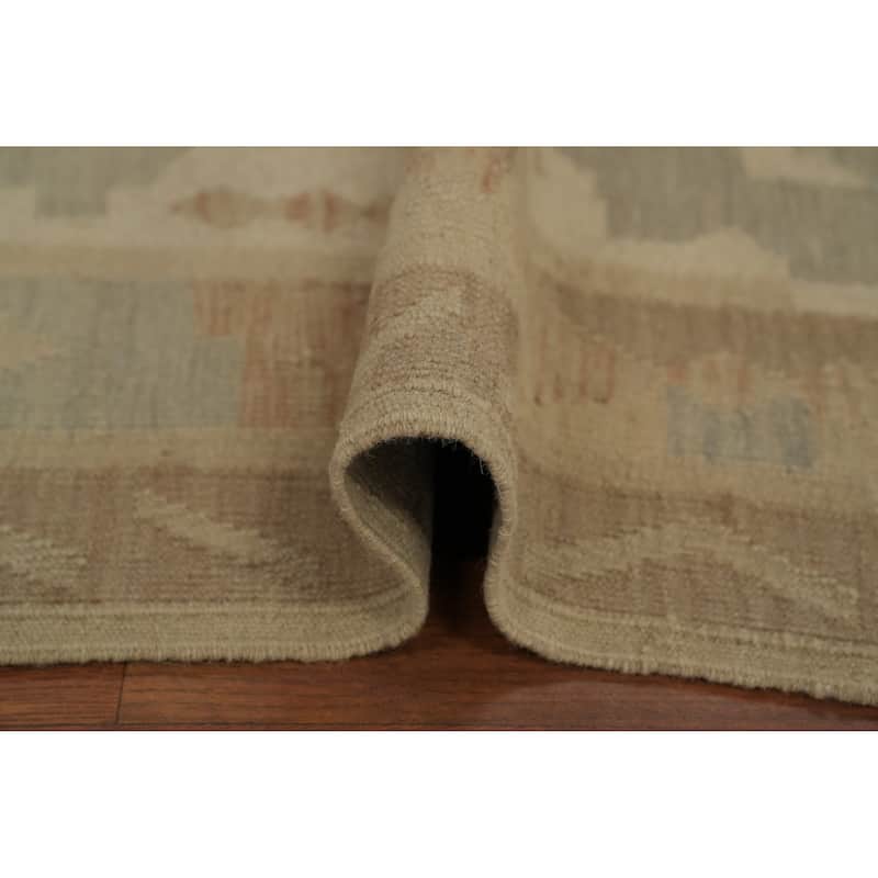 Hand Woven Oriental 100% Wool Carpet Southwestern Tribal Greys & Charcoal Kilim Area Rug - 7' 10'' X 5' 1''