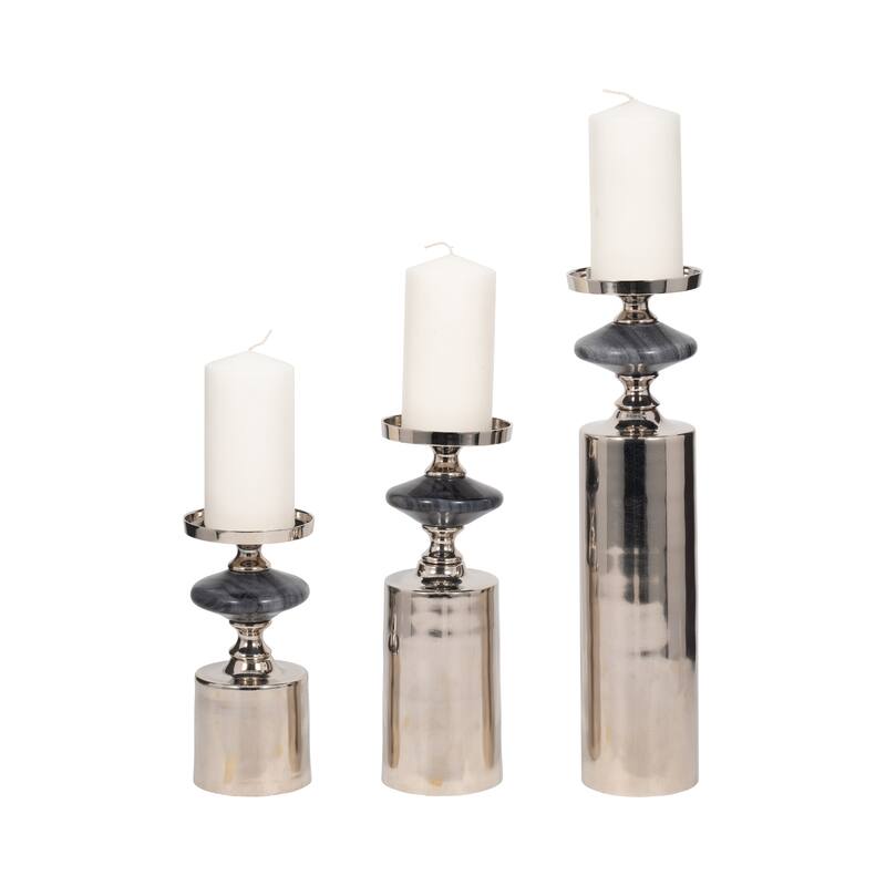 Modern Decorative Candle Holders with Silhouettes- Set of 3 - 9" - 12"
