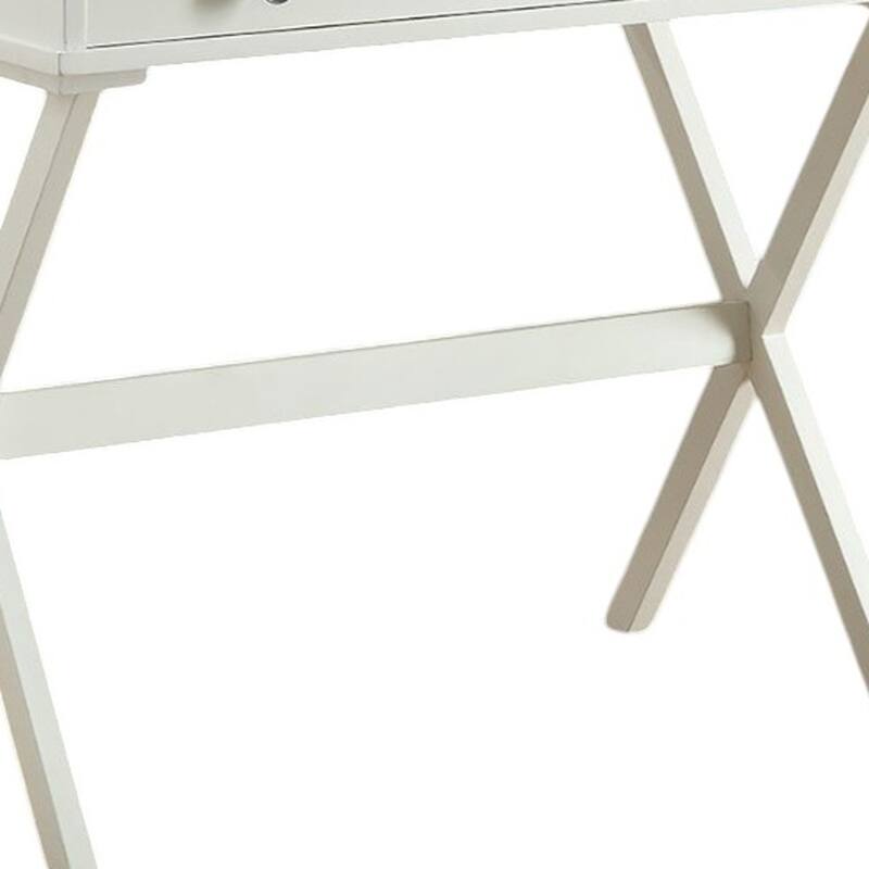HomeRoots 34" Antiqued White Wood Flip Top Desk