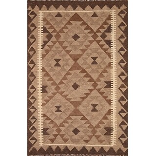 Tapis Kilim En Laine 3x5 – Réversible, Motif Géométrique, Tissé Main