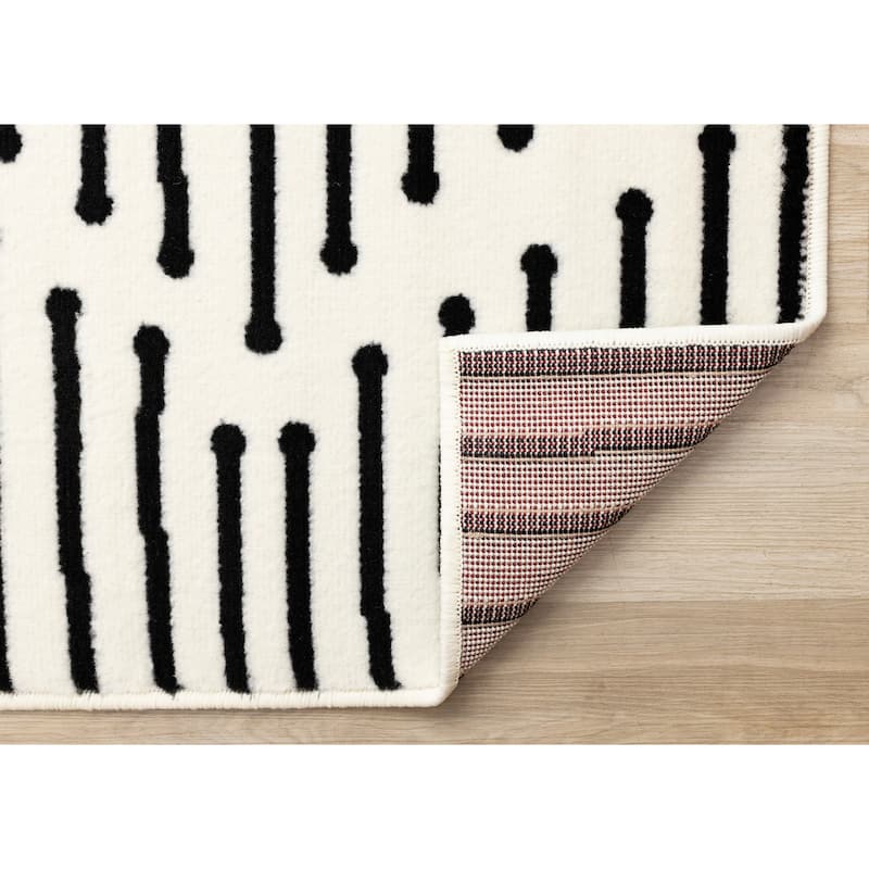 Forte Black White Stripes Area Rug